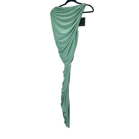 Norma Kamali One Shoulder Asymmetrical Diana Gown in Vintage Mint Size S NWT - Picture 7 of 12